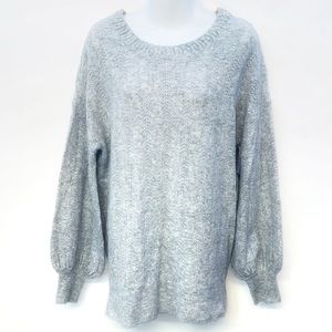 HINGE Women's Grey Open Back Long Pullover Sweater Top